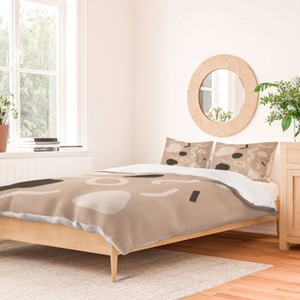Deny Designs 3pc Full/Queen Cortney Herron Abstract Confetti Duvet Cover and Pillow Sham Set Cream: Woven Polyester, 300 Thread Count, Zippered - 1 of 4