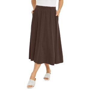 Jessica London Women's Plus Size Soft Ease Midi Skirt - 1 of 4
