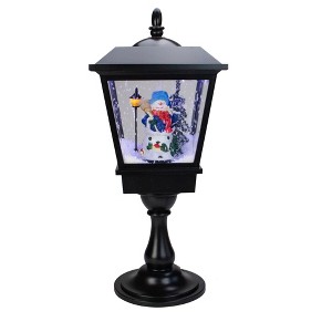 Northlight Snowman with "Let It Snow" Sign Snowing Christmas Street Lamp - 25" - Black - 1 of 4