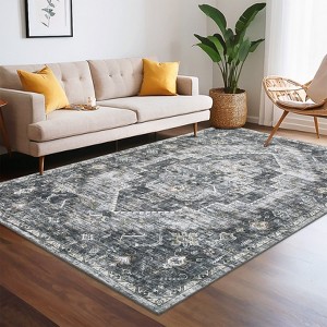 Indoor Vintage Ultra Soft Printed Area Rug for Living Room Medallion Rugs Washable Foldable Low Pile Non Slip Carpet for Bedroom - 1 of 4