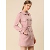 Allegra K Women's Notched Lapel Double Breasted Faux Suede Trench Coat with Belt - 4 of 4