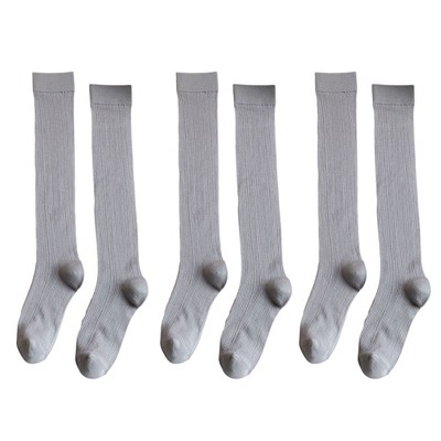 Anna-Kaci Women's 3-Pack Knee-High Ribbed Socks with Soft Stretch Knit Fabric and Lightweight Everyday Comfort