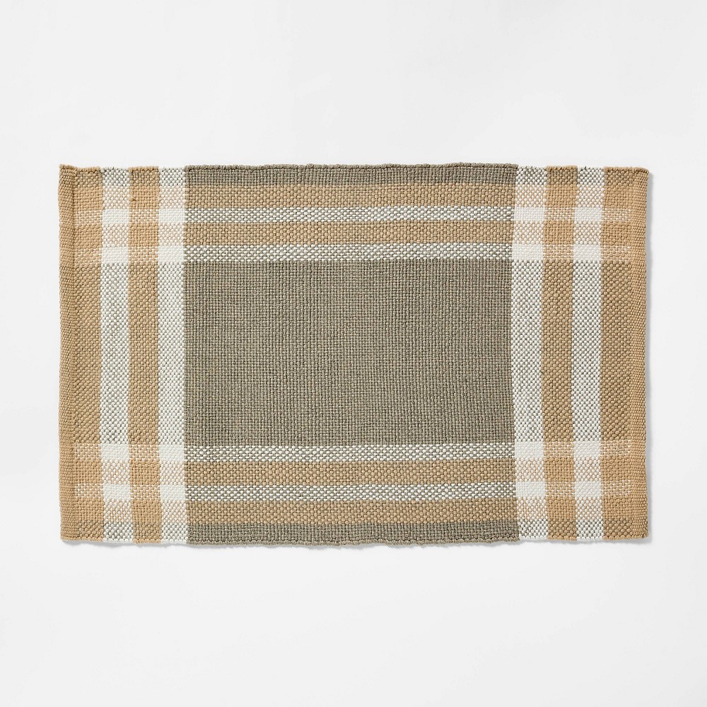 Photos - Area Rug 2'1"x3'2" Plaid Indoor/Outdoor Scatter Accent Rug Green - Threshold™ desig