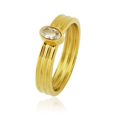 Slate by Rebl Crystal Ring  18K Gold Plated Stainless Steel