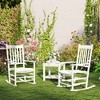 Outsunny Wooden Rocking Chair Set, Curved Armrests, High Back, Slatted Seat Outdoor Rocker Set - 3 of 4