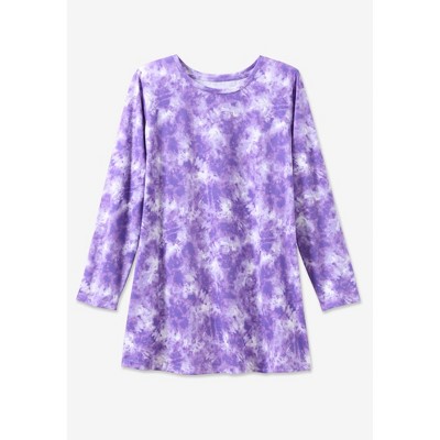 Heather Grey Floral Plus Size Long Sleeve Tunic