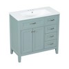 Bathroom Sink Vanity, 36'' Bathroom Vanity with Ceramics Sink, Overflow, 3 Drawers, Solid Wood Frame, Door Modern Bathroom Storage Cabinet (Green) - 3 of 4