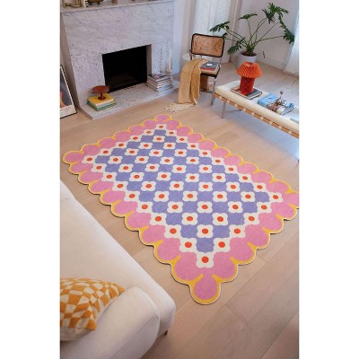 Lany Space Pink and Purple Floral Area Rug