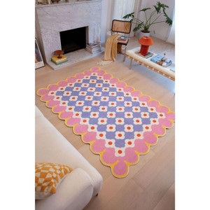 Lany Space Pink and Purple Floral Area Rug - 1 of 4