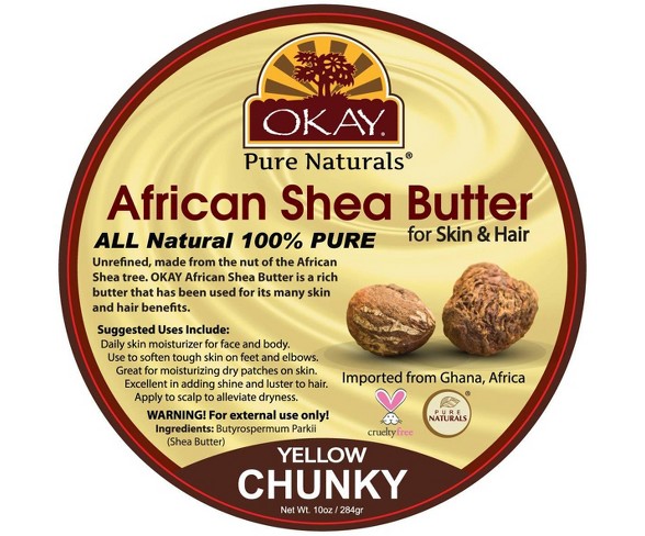 Okay Pure Naturals African Shea Butter for Skin &#38; Hair - Yellow Chunky - 10oz