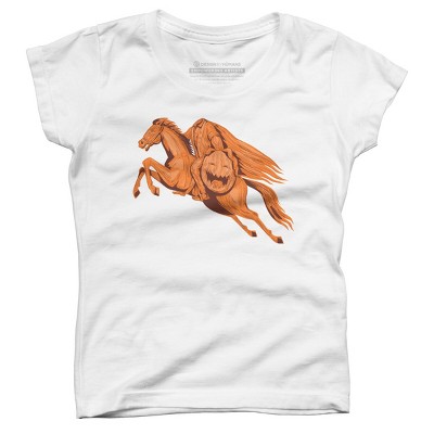 Girl's Design By Humans Headless Horseman Pumpkin Head Drawing By patrimonio T-Shirt
