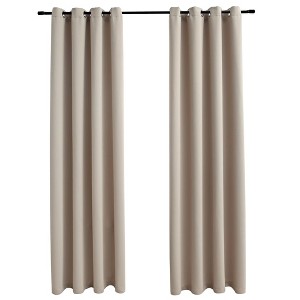vidaXL Blackout Curtains with Rings 2 pcs Beige 54"x95" Fabric - 1 of 1
