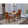 Rustic Dining Set 3Pc Square Table & 2 Parsons Chairs - Mahogany Legs, Brown Faux Leather - 2 of 4