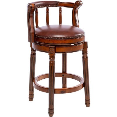 NicBex Bar Stools for Kitchen Island,Modern  Leather Counter Bar Stools with Wood Footrests,Bar Chairs for Dining Rooms,Kitchens Islands,Brown/Cream