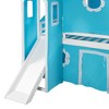 Okak Twin Wood Bunk Bed with Tower, Tent, Ladder and Slide, House Bunk Bed for Toddler Kids Teens Easy Assemble No Box Soring Needed, Blue - 4 of 4