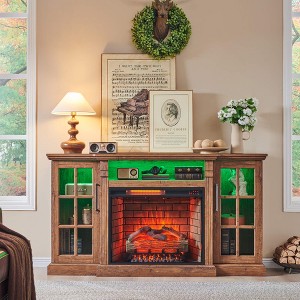 ORRD 65" Fireplace TV Stand for 75" TVs w/ 28" Electric Fireplace & LED Lights – Modern Entertainment Center - 1 of 4
