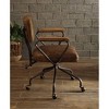 Sapphtopaz Retro Office Chair with Wheels & Button-Tufted Leather Upholstered Swivel Chair with Metal Base & Wooden Armrests for Home Office - 2 of 4