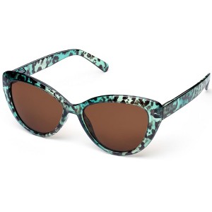 Polarized Cat Eye Sunglasses for Women – Oversized Green Cheetah Leopard Print Frame, Vintage Retro Big UV400 Shades - 1 of 4