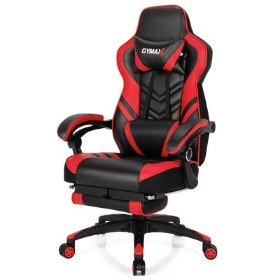 Costway Office Desk Gaming Chair Adjustable Swivel W/footrest Red :