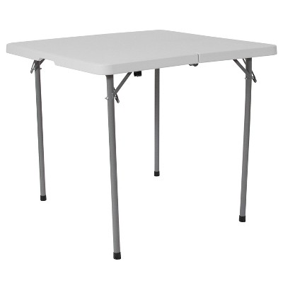 Flash Furniture 2.79-Foot Square Bi-Fold Granite White Plastic Folding Table with Carrying Handle