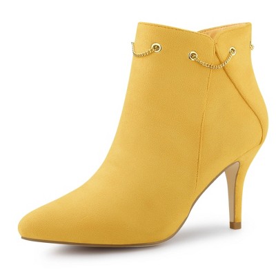 Allegra K Women's Pointed Toe Side Zip Stiletto Heel Ankle Booties
