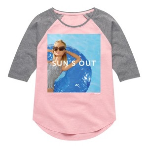 Girls' - Barbie - Sun's Out Shirt Tail Raglan Graphic T-shirt - 1 of 2