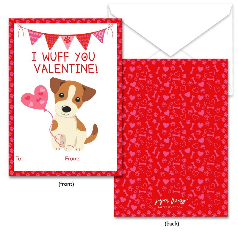 Paper Frenzy Dog Themed Valentine Cards WITH ENVELOPES - 25 Pack, 5 of 7