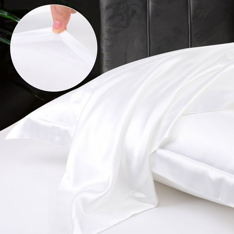 PiccoCasa Satin Silky Pillow Envelope Closure Soft Pillowcases 2 Pcs, 4 of 8
