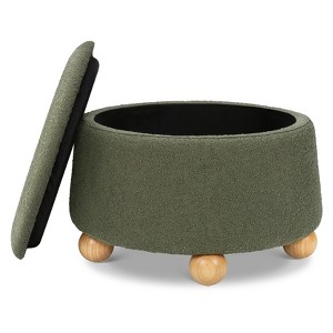 Namesake Tuffet Storage Ottoman with Wooden Ball Feet and Lift Top - 1 of 4