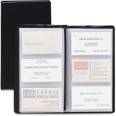 Cardinal Card Holder Business 72-Card Cap 7-3/4"x4-3/8" Vinyl Black 751610