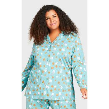 Lands' End Women's Petite Long Sleeve Print Flannel Pajama Top