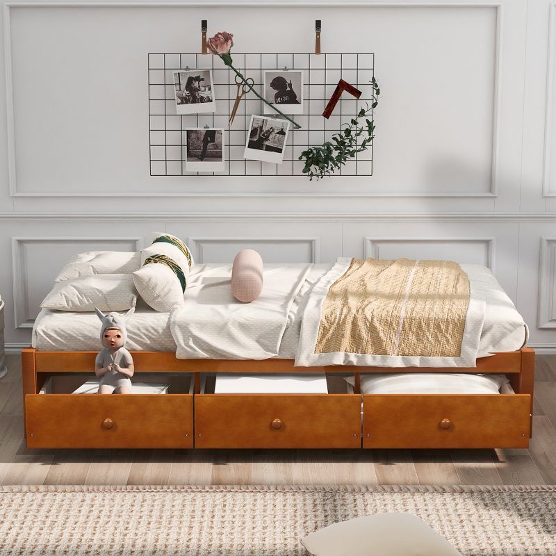 Twin Size Wood Platform Storage Bed with 3 Drawers-ModernLuxe, 2 of 11