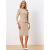 Allegra K Women's Round Neck Bracelet Sleeve Peplum High Waist Work Office Pencil Dress - 3 of 4