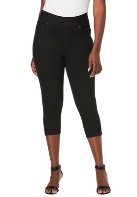 ellos Women's Plus Size Stretch Slim Capris, 12 - Black