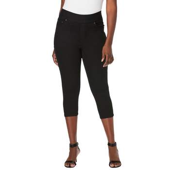 Jessica London Women's Plus Size Everyday Capri Legging, 26/28 - Black  Graphic Herringbone : Target