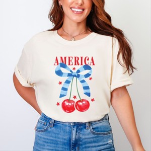 Simply Sage Market Coquette America Cherries Garment Dyed Tee - 1 of 4