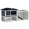 PawHut 2 Level Wooden Rabbit Hutch, Bunny Hutch House, Guinea Pig Cage with Run Space, Removable Tray, Ramp and Waterproof Roof for Outdoor, Dark Gray - 4 of 4