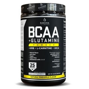 Sascha Fitness BCAA 4:1:1 with Glutamine, HMB, L-Carnitine, HICA | Natural Pineapple | 12.8 oz - 1 of 4