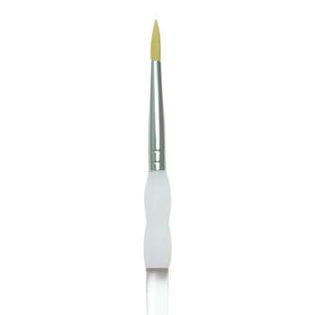 Royal & Langnickel Soft Grip Round Golden Taklon Fiber Non-Slip Rubber Grip Acrylic Handle Paint Brush, Size 3, pk of 12