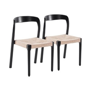 Infurnic Accent Chairs, Comfortable Woven Seat with Sturdy Legs, Modern Accent Chairs for Kitchen and Dining Room, Black, 17.53"*18.51"*29.92" - 1 of 4