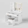 Akoasm 51.1 in. H Dressing Table Set with Cabinet Drawers Shelves and Storage Stool for Bedroom-White - 4 of 4