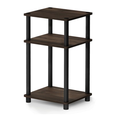 Furinno Just 3-Tier Turn-N-Tube End Table, 1-Pack, Columbia Walnut/Black