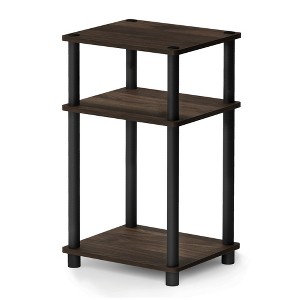 Furinno Just 3-Tier Turn-N-Tube End Table, 1-Pack, Columbia Walnut/Black - 1 of 1