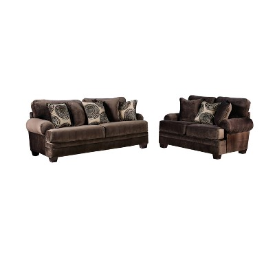 Mauricio Microfiber Sofa and Loveseat Set Brown - miBasics