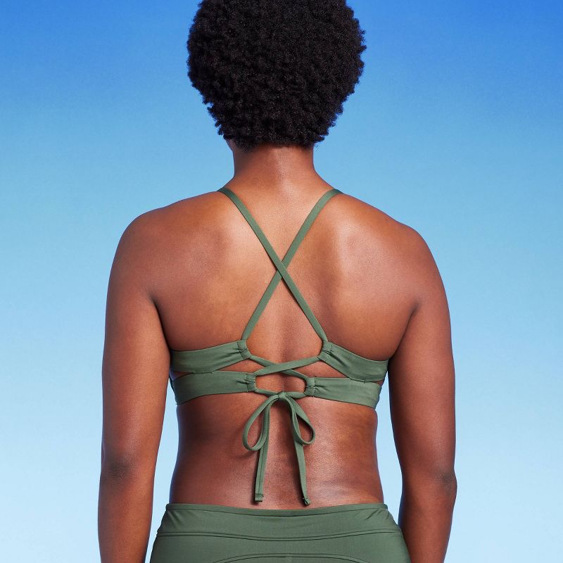 Women's Crossback Seamed Bralette Bikini Top - Kona Sol™ Green, 6 of 19