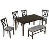 NicBex Dining Table Set for 6 Wooden Rectangular Dining Table with 4 Fabric Chairs and Bench for Kitchen - 2 of 4