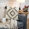 Northlight 15" Beige and Black Boho Cotton Square Throw Pillow with Tassels - 2 of 4