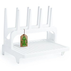 PopYum Glacier White Space Saving Drying Rack from 100% Recycled Bottles, countertop for Baby Bottles, Plastic Bags, Cups, Glass, tumblers, Compact - 1 of 4