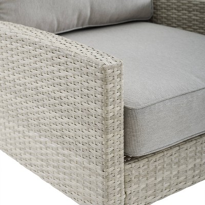 Gray Wicker Outdoor Accent Chairs with Cushions, 2-Piece Set