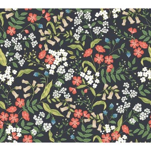 Rifle Paper Co. Sweetbrier Black Peel and Stick Wallpaper: Self-Adhesive Floral Botanical, Multicolor, 27" x 20', 45 sq. ft. Coverage - 1 of 4